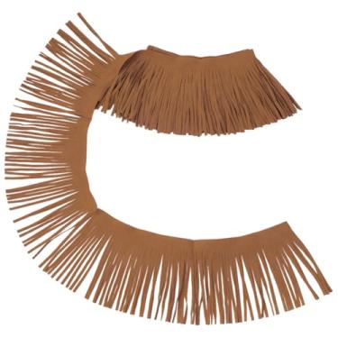 Imagem de GORGECRAFT Franja de camurça sintética de 2,2 m, acabamento de franja de 9,5 cm, marrom, dupla face, acabamento de borla, saia de dança, franja para artesanato faça você mesmo, cortinas de vestuário