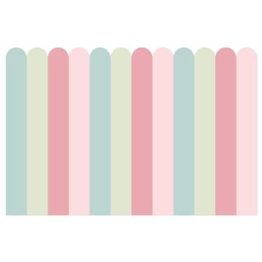 Imagem de Adesivo de Parede Infantil Cerca Cores Variadas Decoração Casa - 1m de altura(Verde e Rosa Pastel - 1m x 50c)