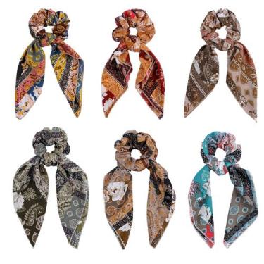 Imagem de Acessórios de cabelo Cutewing Paisley Scrunchie Chiffon 6PCS