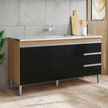 Imagem de Balcão De Cozinha/Pia Andréia 150cm S/ Tampo 3 Portas e 3 Gavetas