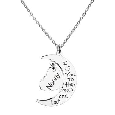 Imagem de HOFOYA Colar de corrente de aço inoxidável I Love You to The Moon and Back, presente para mãe, tia, irmã, avó, filha, aniversário, Natal, Dia dos Namorados, para mulheres e adolescentes., Small, Aço