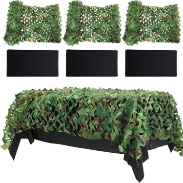 Imagem de Newwiee 3 conjuntos de camuflagem de rede camuflada com toalha de mesa redonda descartável decoração para caça na floresta dinossauro cego selva acampamento tiro tema militar suprimentos de festa