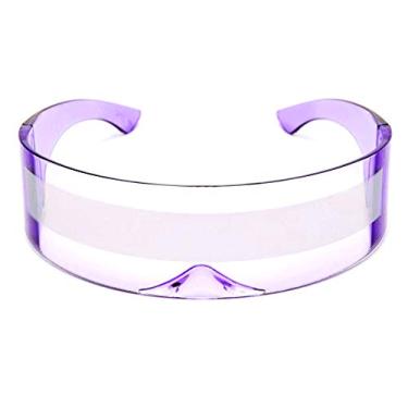 Imagem de Óculos de sol espelhados Futuristic Cyclops Monobloco Shield (roxo, prata)