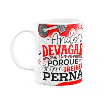Imagem de JPS INFO, Caneca Fitness Academia - Ando devagar, treinei perna