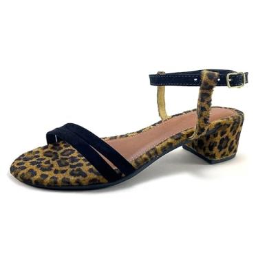 Imagem de Sandália Feminina Rasteirinha Onça Bico Redondo