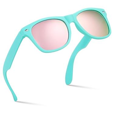Imagem de Retro Rewind Óculos de sol infantis para meninos e meninas de 3 a 12 anos - Óculos de sol inquebráveis UV400 para crianças, Turquesa | Revo Rose Gold, One size fits most