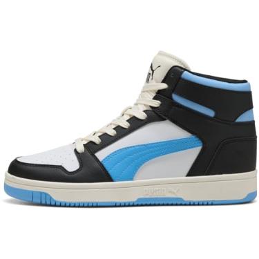 Imagem de PUMA Tênis masculino Rebound Layup Lo, Preto/azul claro/marfim fosco, 37