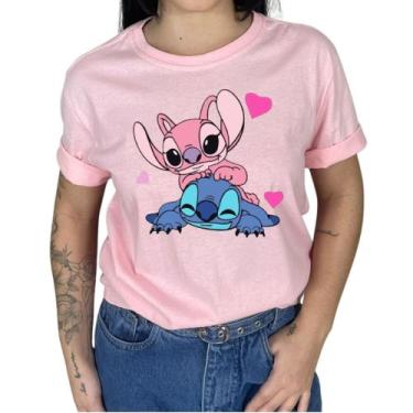 Imagem de Camiseta T-shirt Feminina Personalizada Stich Namorando Elegante Confo