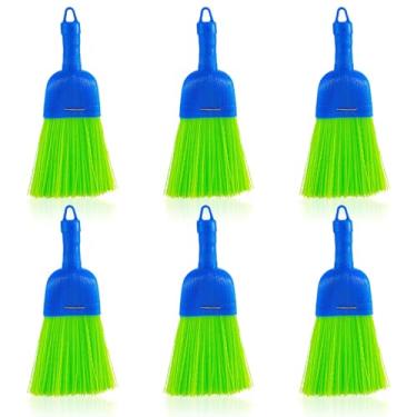 Imagem de 6 peças de vassoura de fibra de poli, escova de mão, escova de mão para uso ao ar livre, vassoura de carro com orifício para pendurar para limpar varandas internas, pisos, decks, calçadas, sujeira e