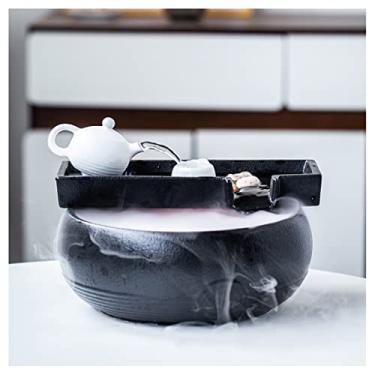 Imagem de XFNVXC Fonte decorativa para uso interno fonte de mesa cerâmica corrente ornamento de água circulante de água para casa fonte interna escritório decoração de mesa Rockery Fountain casa