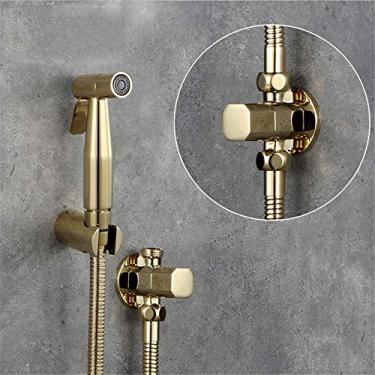 Imagem de MINJING Bidê de vaso sanitário pulverizador zircónio ouro ducha kit mão bidê torneira pulverizador conjunto de válvula de cobre, aço inoxidável, C