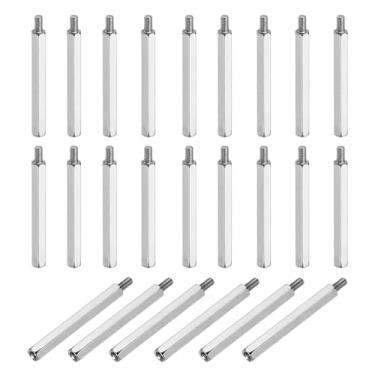 Imagem de PATIKIL 48 peças M3 x 40 mm + 6 mm macho fêmea sextavada, espaçador de placa-mãe PCB de ferro niquelado para gabinetes de computador, placas de circuito, drone FPV, quadricóptero, prata