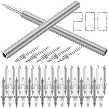 Imagem de [-] 200 peças de linha de rodapé de cabeça dupla sem costura para unhas de metal sem marcas Conjunto de parafusos de rosca de contorno sem marcas à prova de ferrugem sem vestígios com 2 hastes para