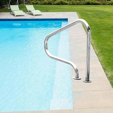 Imagem de Corrimão de piscina corrimão de piscina de aço inoxidável 304 para piscinas no solo, trilhos de segurança para piscina, prata à prova de ferrugem