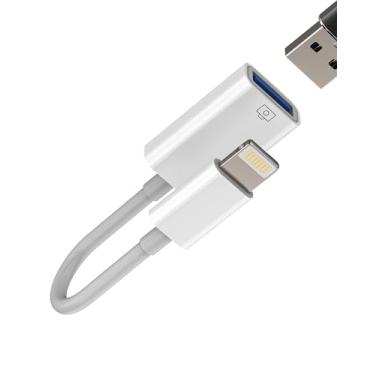 Imagem de WASRUYI Cabo adaptador Lightning para USB OTG 3.0 para iPhone 14/13, transferência de dados, acessório para iPad, leitor de cartão USB-A, câmera digital, cartão de memória, teclado, adaptador de mouse