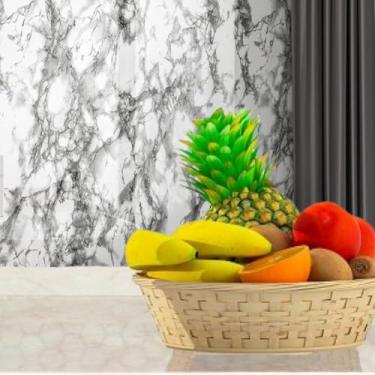 Imagem de Papel de Parede Adesivo Autocolante Rolo 5 Metros x 45cm Decoração Envelopamento (Marmorizado Preto e Branco)