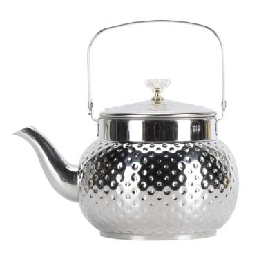 Imagem de Pilipane Bule de chá de aço inoxidável com filtro removível elegante chaleira de metal durável para casa, restaurante, fogão de grande capacidade, bule de chá, mesa de café, pote de servir (pontilhado