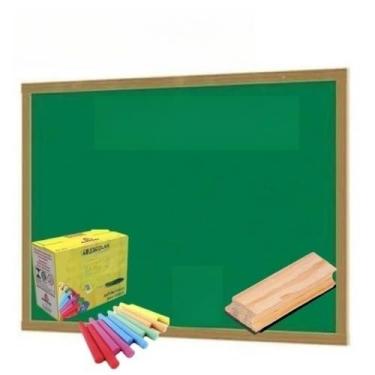 Imagem de Lousa Quadro Escolar Verde 90x60 + Apagador com Depósito + 10 giz(Quadro + Apagador + 10 Giz)