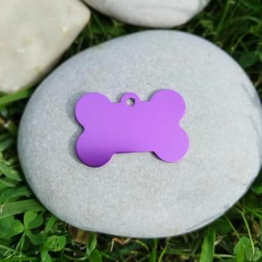 Imagem de Etiquetas de metal para identificação óssea para animais de estimação acessórios de gato de alumínio etiquetas antiperda para animais de estimação chaveiro etiquetas de anel (38 mm x 25 mm) roxo
