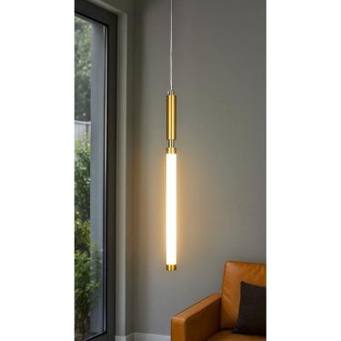 Imagem de Pendente Moderno Tubo Dourado 44cm Led 10W 3200K Bivolt 16202-PL