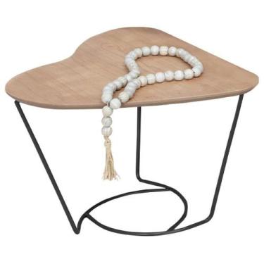 Imagem de Mesa De Centro Organica Coraçao Amendoa Base Metal Preto Nacc Amendoa 