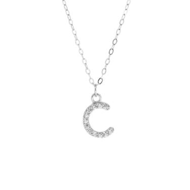 Imagem de 1 conjunto de letras banhadas a prata com colar de diamantes para mulheres, joia fina, presente para mamãe, 41+6cm, Cobre, Sem Pedra Preciosa