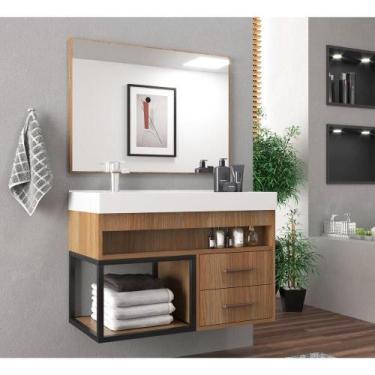 Imagem de Gabinete Com Cuba 80Cm Multimóveis Cr10071 Noce - MULTIMOVEIS