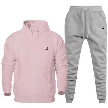 Imagem de Conjunto de Moletom Blusa e Calça Masculino Flanelado 50% Poliester 50% Algodao Inverno Macio