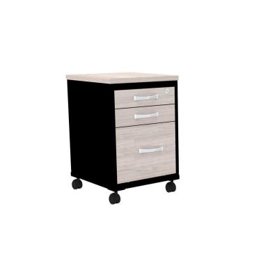 Imagem de Gaveteiro Volante 3 Gavetas Com Chaves Pe25 Em Mdp Nogueira Casablanca E Preto