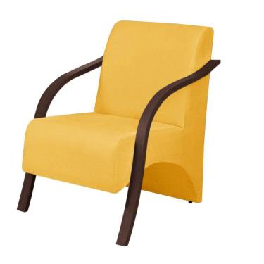 Imagem de Poltrona Vênus 1 Lugar Braço Madeira Suede Amarelo