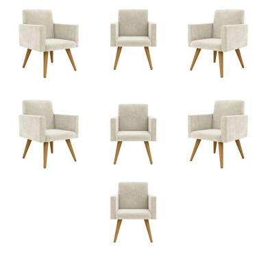 Imagem de Kit 07 Cadeiras Poltronas Decorativa - Escritório - Recepção Cor:bege
