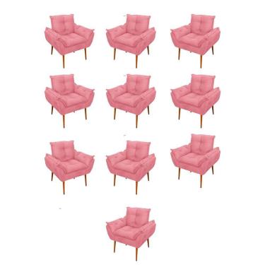 Imagem de Kit 10 Poltronas Opala Sala Quarto Recepção Salão Cor:rosa
