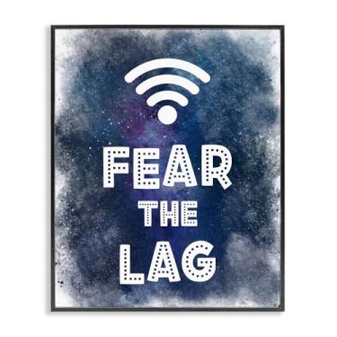 Imagem de Stupell Industries Arte giclée emoldurada Fear The Lag Gamer Splash cinza, design por Marcus Prime, 14 x 11