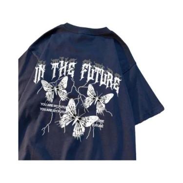 Imagem de Camiseta Hip Hop Borboleta Preta - Unissex, Solta e Respirável para o 