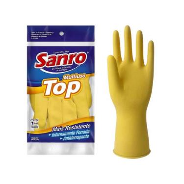 Imagem de Luva de Látex Forrada Amarela Top 9-XG da Sanro - 000143