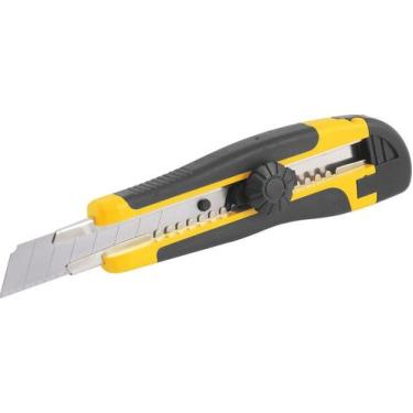 Imagem de Estilete Largo 18mm Corpo Plástico Guia Metal Botão P Vonder