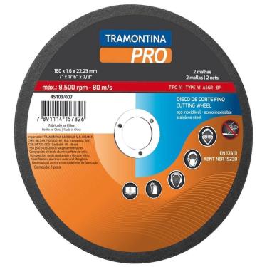 Imagem de Disco De Corte 4.1/2" Para Aço Inox E Materiais Endurecidos Tramontina Pro Tramontina