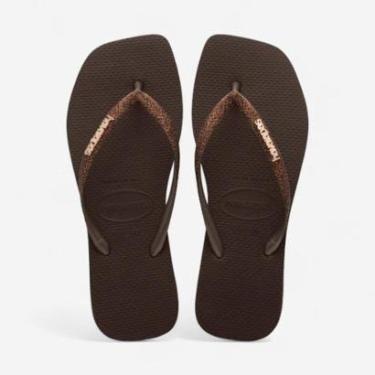 Imagem de Chinelo Havaianas Slim Square Sparkle Café-Feminino