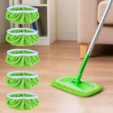 Imagem de 3 peças de almofadas de esfregão de toalha de poliéster compatíveis com Swiffer Sweeper - Capas de esfregão laváveis reutilizáveis, uso seco/úmido para pisos de madeira/azulejo