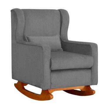 Imagem de Poltrona De Descanso Com Balanço E Amamentar Paloma Suede Suede Cinza