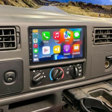 Imagem de Rádio estéreo automotivo de 25,4 cm para Ford F-250 F-350 Super Duty Double Din Stereo 1999-2004 com câmera de reserva, unidade de cabeça Bluetooth Android 14 com Carplay sem fio e Android Auto GPS