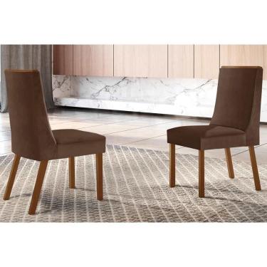 Imagem de Kit 2 Cadeiras Sala Jantar Dakota 2 Un Imbuia - Naturalle-suede Marrom - Rufato