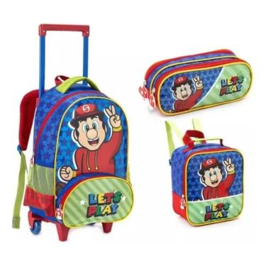 Imagem de Kit Escolar Mochila c/Rodinhas Alça de Mão e Costas + Lancheira + Estojo - Let´s Play - Denlex