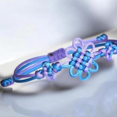 Imagem de Pulseiras de amizade com nó para mulheres, pulseira de cordão azul, joias de proteção, presentes de Natal, presentes de amizade para mulheres, dia dos namorados, Medium, Latão, Sem Pedra Preciosa