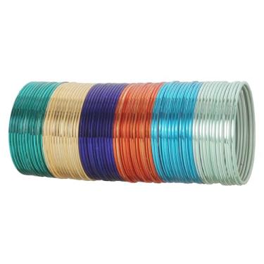 Imagem de Touchstone Pulseira indiana Bollywood tradicional perfeita moda 6 lindas cores brilhantes douradas joias designer conjunto de 72. para mulheres., XL - Circ 8.6 in-Indn Size 2.12-Dia 2.7 in, Madeira,