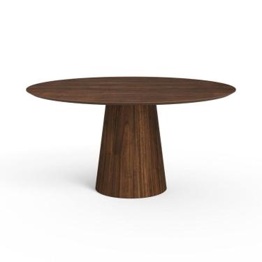 Imagem de Mesa De Jantar Redonda 160cm Scandi 8 Lugares Lamina Natural De Madeira Castanho