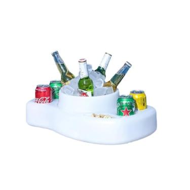Imagem de Cooler Flutuante para Piscina e Praia, Porta-Copos e Bebidas com Parede Dupla Térmica, Plástico Polietileno, 52x29x15cm, Branco
