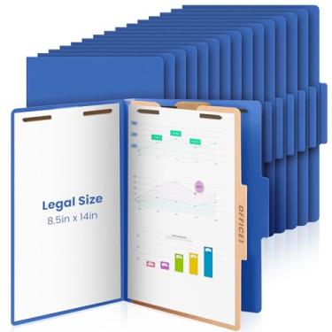 Imagem de AmazingSpark 18 pastas de classificação, tamanho legal, 1 divisória, pasta de arquivo com expansão, 2 pinos, fixador, organizador de arquivos de escritório, para escola, hospitais, casa (azul escuro)