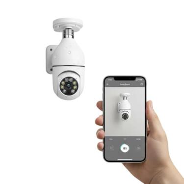 Imagem de Câmera de Segurança IP WiFi 1080p Full HD - Lâmpada Inteligente com Visão Noturna, Áudio 2 Vias, Detecção de Movimento e Cobertura 360°