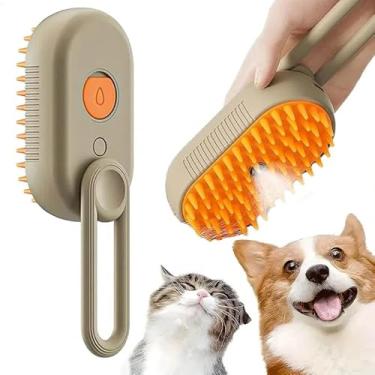 Imagem de Escova Pet Massageadora 3 em 1 A Vaporizadora Para Remoção De Pelos Ideal Para Cães e Gatos Recarregável Premium